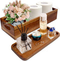 Handmade Toilet Tank Basket Topper & Vanity Tray Set of Natural Acacia Wood by by Demigo