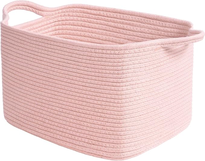 Goodpick Pink Storage Baskets for Organizing, Woven Rope Baskets for Shelves by Goodpick