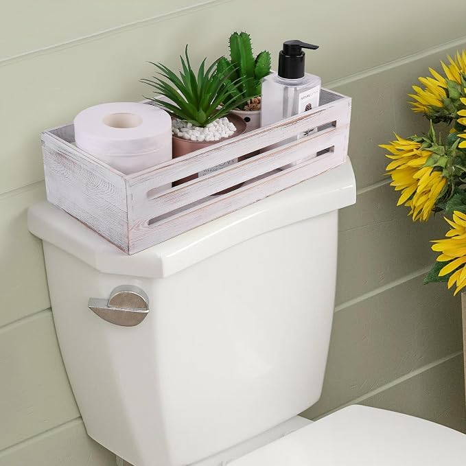 LotFancy Bathroom Decor Box, 2 Pack Wooden Toilet Paper Holder, Farmhouse - Image 4