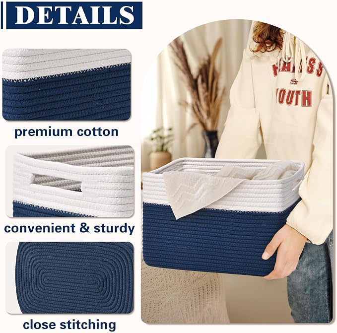 Storage Baskets for Organizing, 4 Pack Baskets for Shelves, Decorative Storage - Image 5