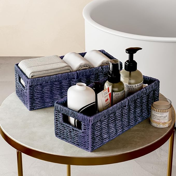 Vagusicc Wicker Storage Basket, Paper Rope Wicker Baskets - Image 5