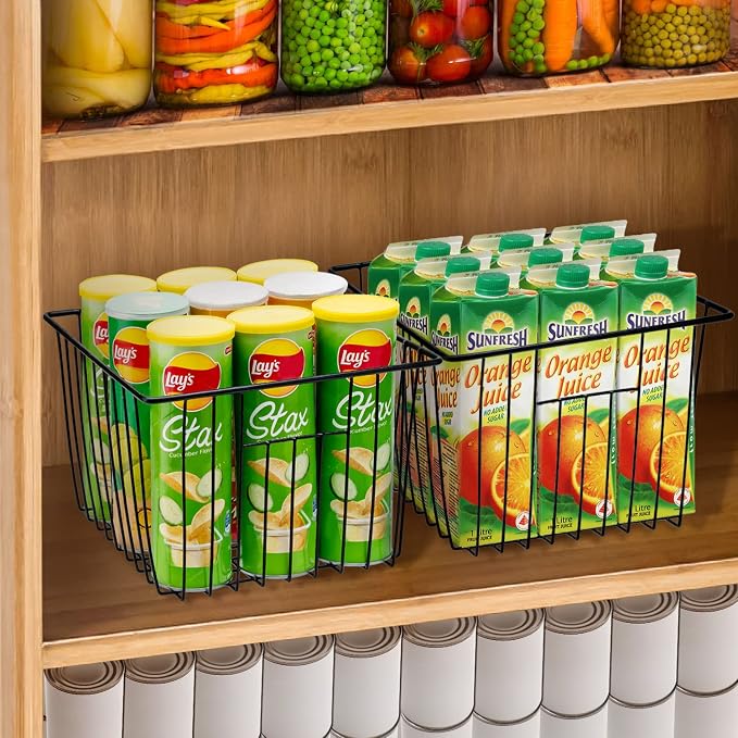 SANNO Freezer Storage Baskets, Pantry Storage Wire Basket Organizer Bins - Image 2