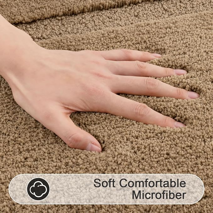 SHACOS Soft Fluffy Bathroom Rugs Set of 3 Pieces Bath Mats - Image 4