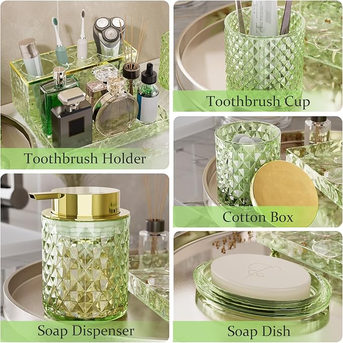 Glass Bathroom Accessories Set 5Pcs Crystal - Image 2