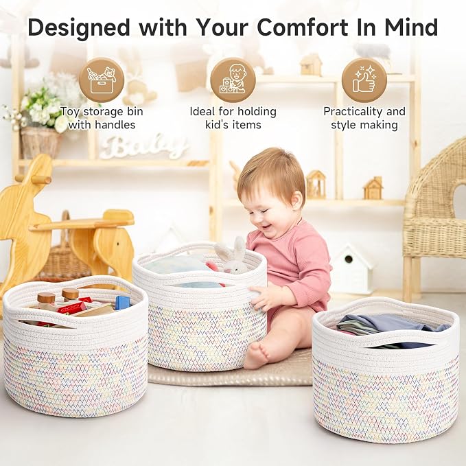 Small Rope Baskets for Storage, Baskets for Gifts Empty, Cute Round Woven Basket - Image 3