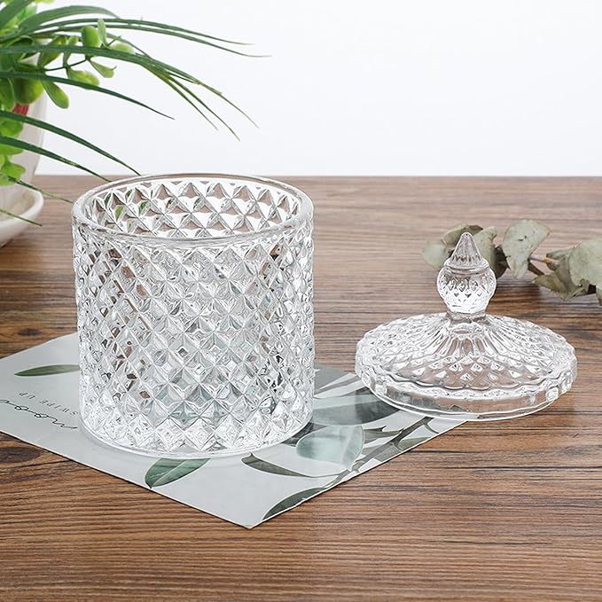 Qtip holder for bathroom, Cotton swab holder, Floss-Small Clear Glass Canister - Image 7