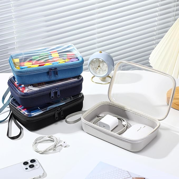 4 Pcs Hard Clear Zipper Case Hard Shell Plastic Pencil Case Large Transparent - Image 5