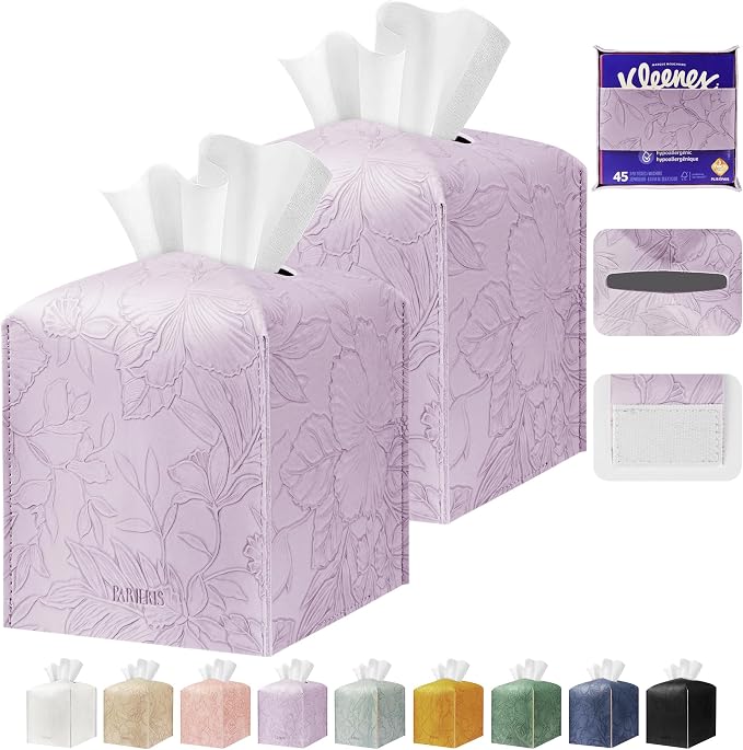 Tissue Box Holder Cover Square Tissue Cube Cover PU Leather Tissue Organizer by DecorateYourHome
