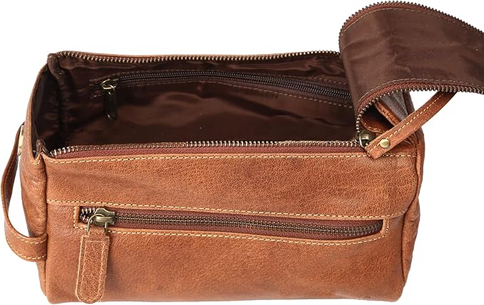 KomalC Premium Buffalo Leather Toiletry Bag - Image 4