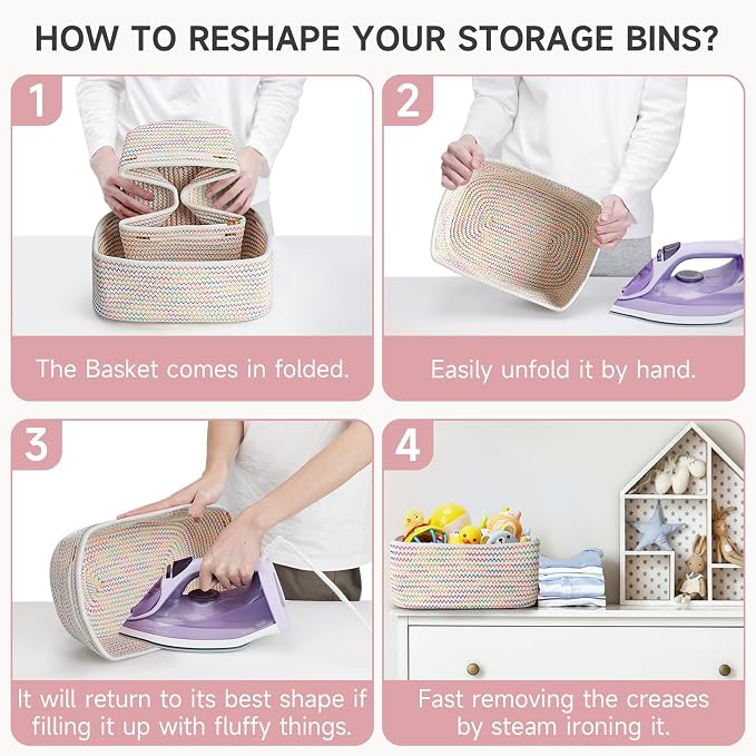 3-Pcs Shelf Baskets for Organizing, Closet Organizer Bins, Small Woven Baskets - Image 8