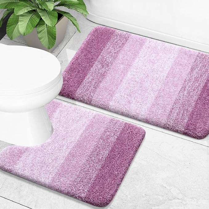 OLANLY Bathroom Rug Set 2 Piece, Soft Absorbent Microfiber Bath Mats and by OLANLY