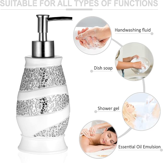 Zahari Home 4pc Sinatra Stylish Bathroom Accessories Set White Soap Dispenser - Image 3