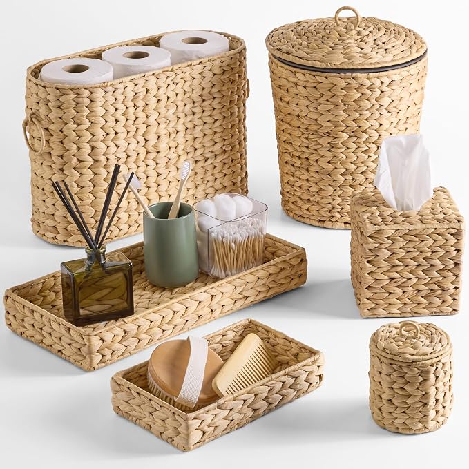 Best Choice Products 6PC Bathroom Accessories Set, Vanity Trays, qtip Canister by BestChoiceProducts