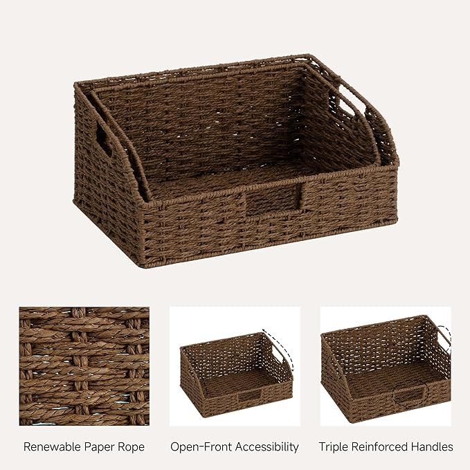 StorageWorks Pantry Baskets for Organizing, Paper Rope Storage Baskets for - Image 3
