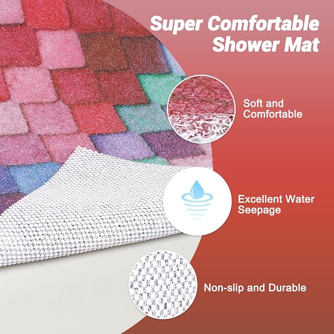 Shower Mat Non-Slip, 24x 24 Inch Square, Soft Comfort Bath Mats - Image 5
