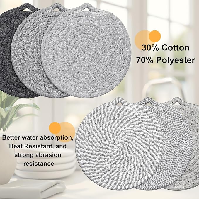 7" Trivets for Hot Dishes, 6 Pack Hot Pads for Kitchen Counter & Dining Table - Image 7