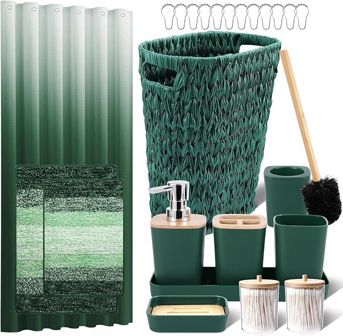 Dark Green Bathroom Accessories Set by BetterbathroomwithXLHOME
