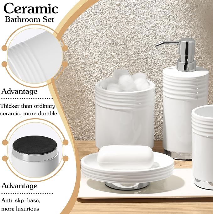 Bathroom Accessories Set 4 Pieces Ceramic Bathroom Accessory - Image 2