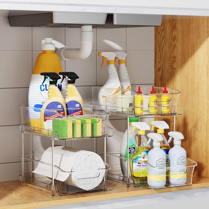 Delamu 2-Tier Under Sink Organizers and Storage, Pull Out Kitchen Pantry - Image 7