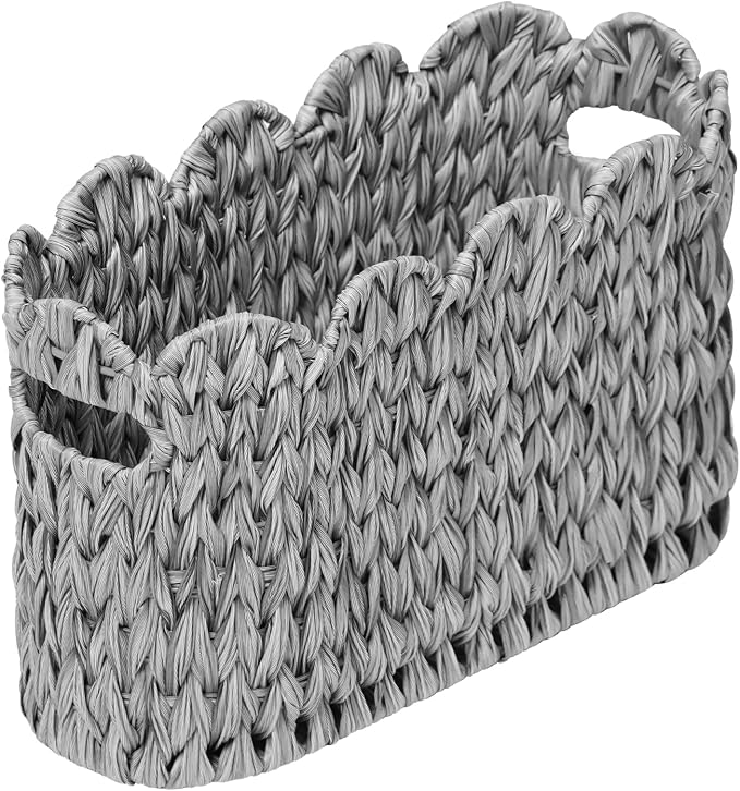 Grey Toilet Paper Storage Basket, Scalloped Baskets by WEAVECOMFORTINTOEVERYCORNER