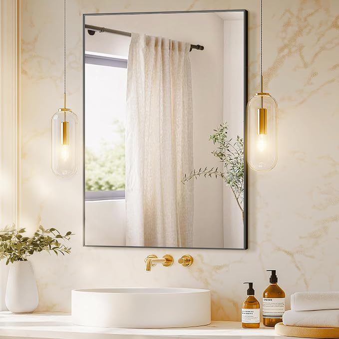Bathroom Vanity Mirror for Wall, HD Shatterproof Glass, Hangs Horizontally or - Image 2