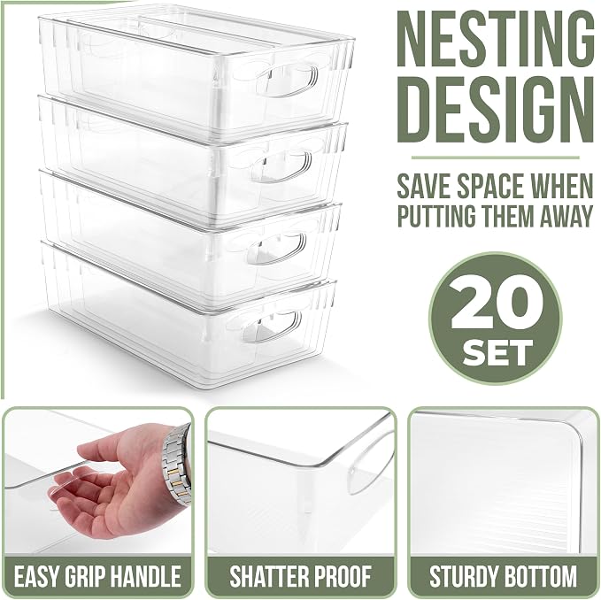 Sorbus Variety 20-Pack Clear Plastic Organizing Bins – Clear Bins - Image 2