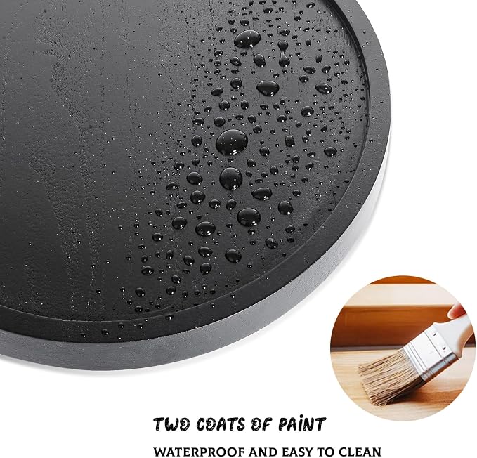 Round Decorative Tray Wood Bathroom Counter Organizer Farmhouse Kitchen Decor - Image 3