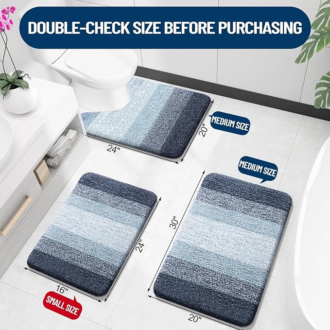 OLANLY Bathroom Rugs Sets 3 Piece, Soft Absorbent Microfiber Bath Mats and - Image 3