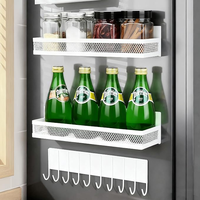3-Pack Magnetic Spice Rack for Refrigerator, Moveable Shelf by Rixordd