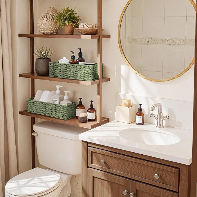 StorageWorks Sage Green Paper Rope Bathroom Basket Organizer and Storage - Image 5