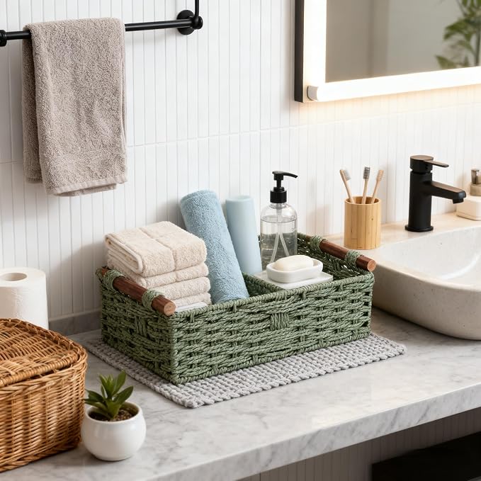 Back of Toilet Basket, Basket for Toilet Tank Top, Fresh Bathroom Organizer for - Image 2