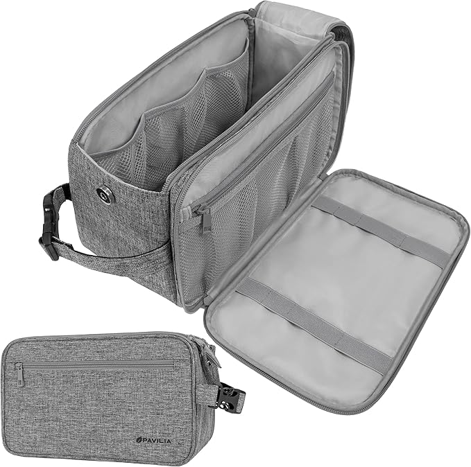 PAVILIA Toiletry Bag for Men, Travel Essentials Shaving Dopp Kit, Mens Travel by PAVILIA