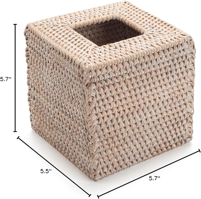 Rattan Tissue Box Cover Square, Wicker Tissue Box Holder, Decorative Woven - Image 9