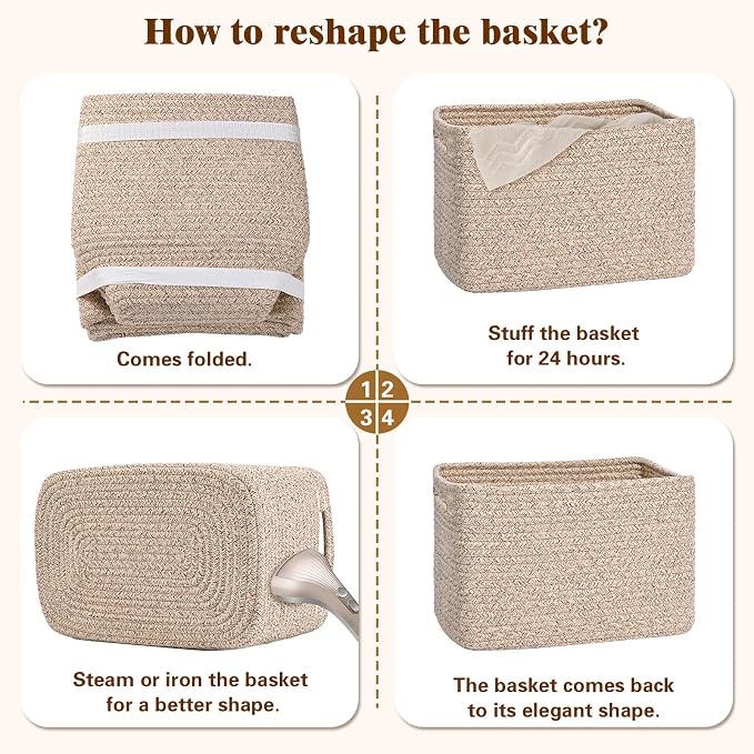 Storage Baskets for Organizing, 4 Pack Baskets for Shelves, Decorative Storage - Image 8