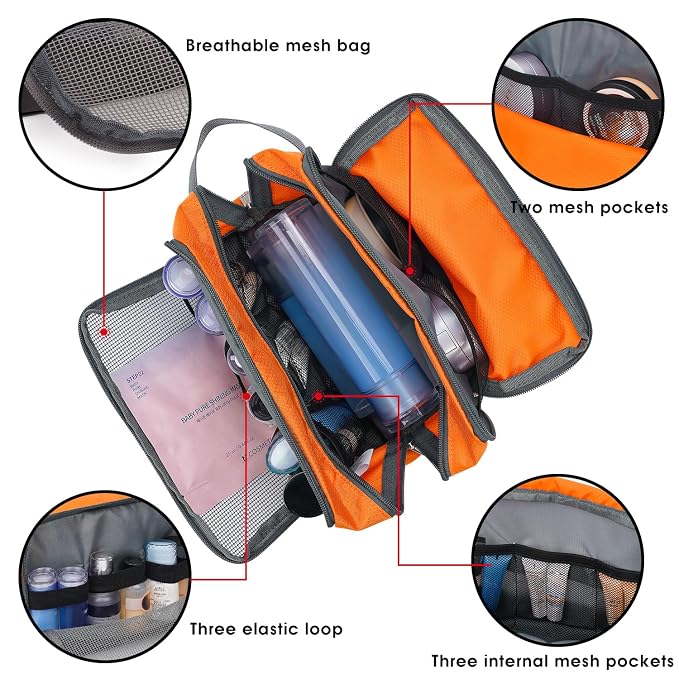 Toiletry Bag for Men/Women Hanging Dopp Kit Water Resistant Shaving Bag Small - Image 3