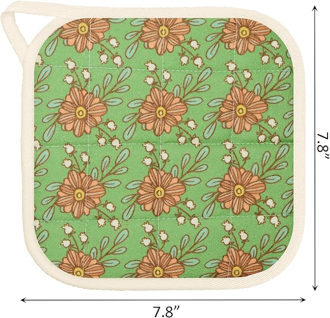 6 Pack Pot Holders 100% Cotton Heat Resistant Potholder, Machine Washable Pot - Image 2