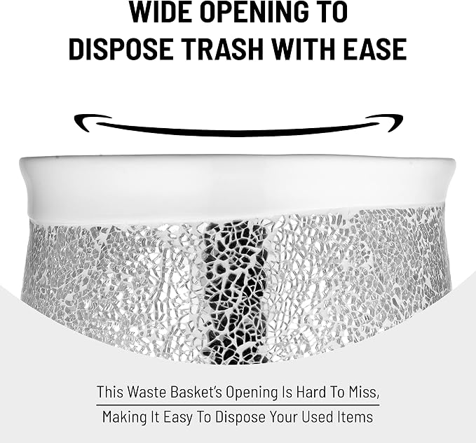 Zahari Home 2pc Sinatra White Modern Bath Accessories Set Waste Basket & Tissue - Image 5
