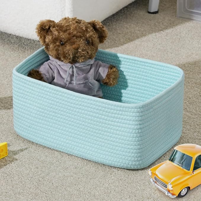 3-Pack Small Storage Baskets for Organizing | Woven Shelf Toy Basket | Rope - Image 2