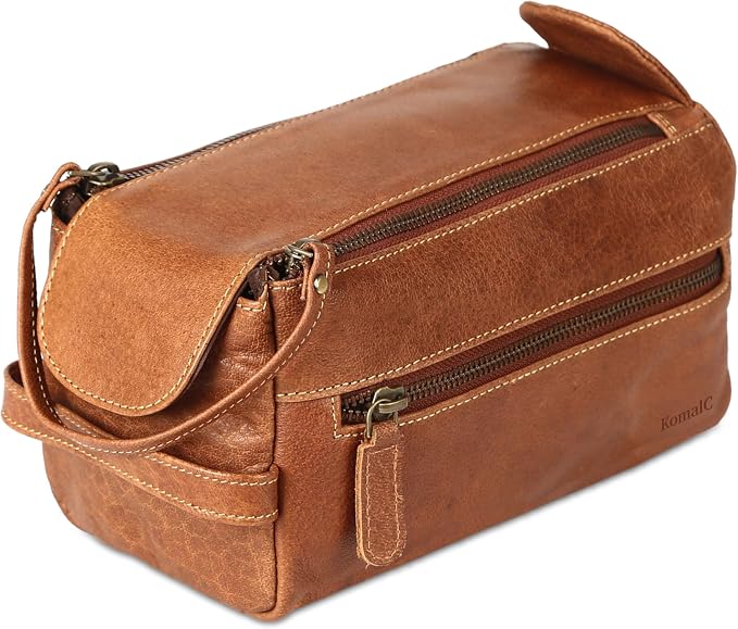 KomalC Premium Buffalo Leather Toiletry Bag - Image 9
