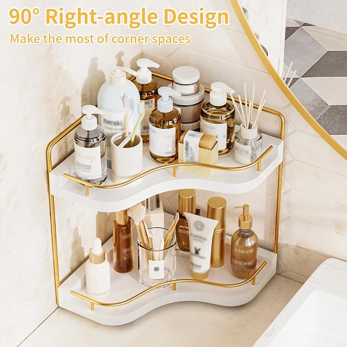 2-Tier Corner Bathroom Counter Organizer - Image 4