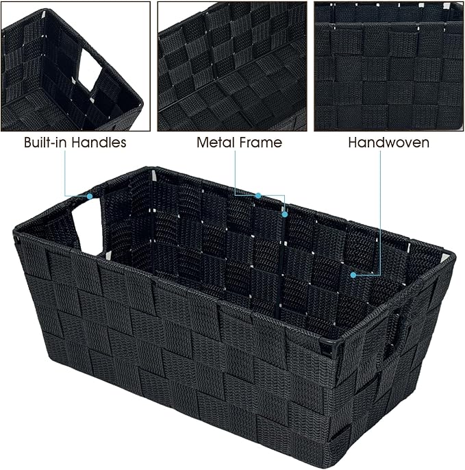 homyfort Black Storage Baskets for Shelves, Woven Shelf Baskets for Organizing - Image 9