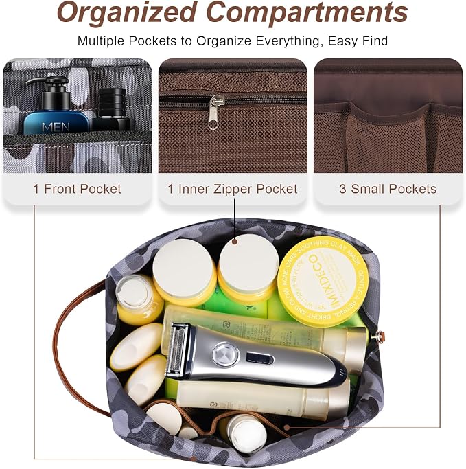 Travel Toiletry Bag for Men, Hanging Toiletry Organizer, Water Resistant - Image 4
