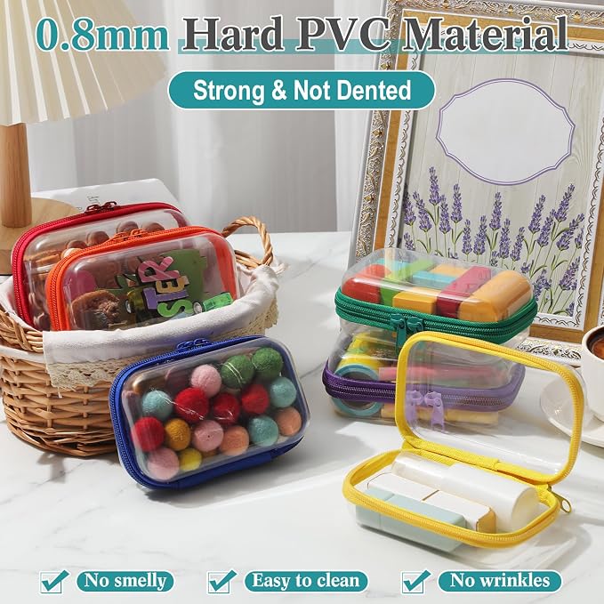 Sanwuta 6 Pcs Clear Hard Zipper Case Pencil Pouches Hard Plastic Zipper Pouches - Image 4