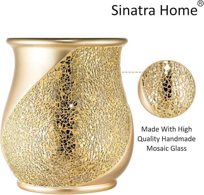 Zahari Home 2pc Sinatra Modern Bath Accessories Set Waste Basket & Tissue Box - Image 4