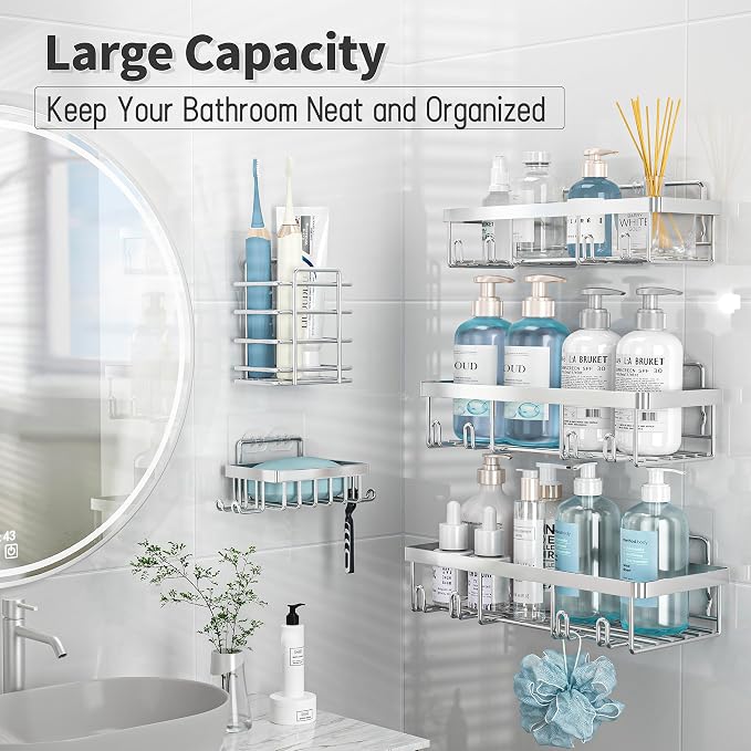 5 Pack Shower Caddy Organizer Rack Shelf - Image 3