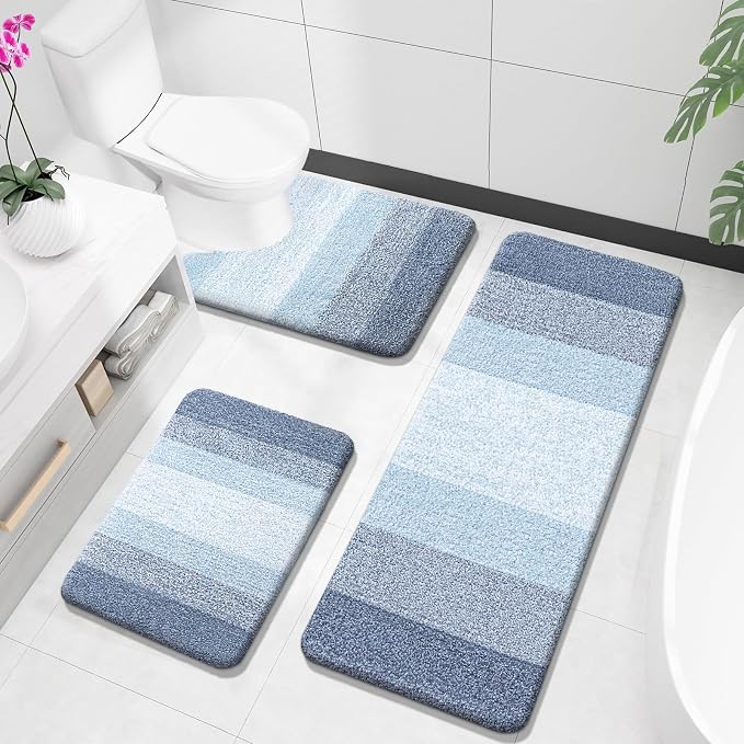OLANLY Bathroom Rugs Sets 3 Piece, Soft Absorbent Microfiber Bath Mats and by OLANLY