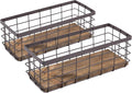 TIEYIPIN Small Metal Wire Storage Basket, Detachable Wood Base Storage by TIEYIPIN