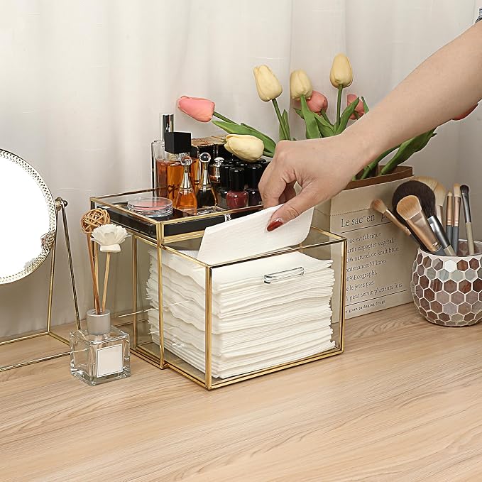 Sumnacon Disposable Face Towel Holder Glass Face Towel Storage Box - Image 6