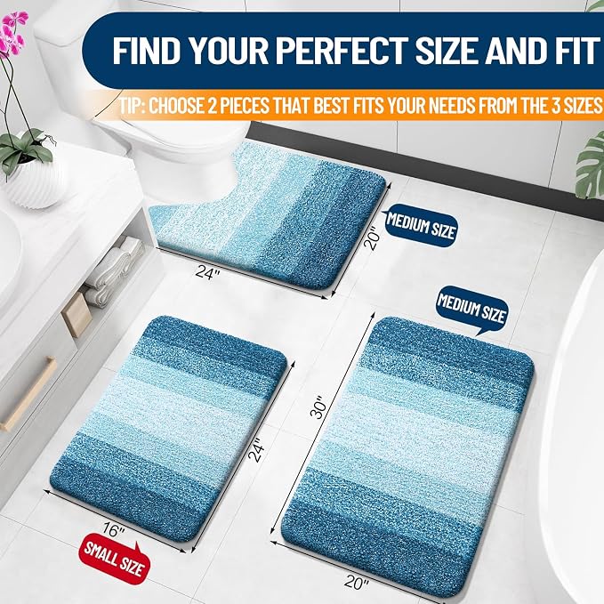OLANLY Bathroom Rug Set 2 Piece, Soft Absorbent Microfiber Bath Mats and - Image 3