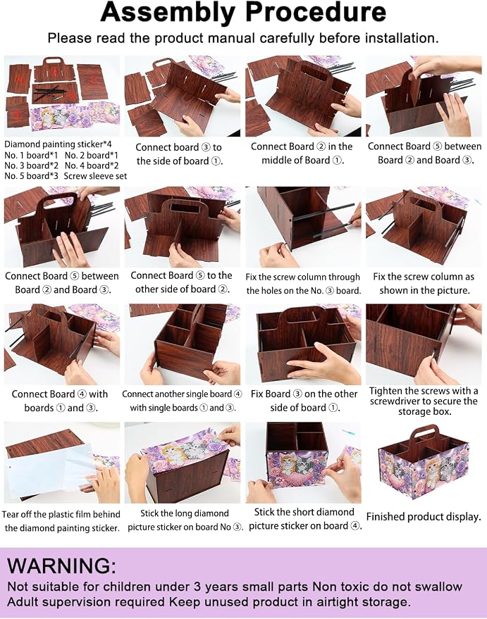 DIY Flower Diamond Art Wooden Multi-Compartment Organiser Box - Image 9